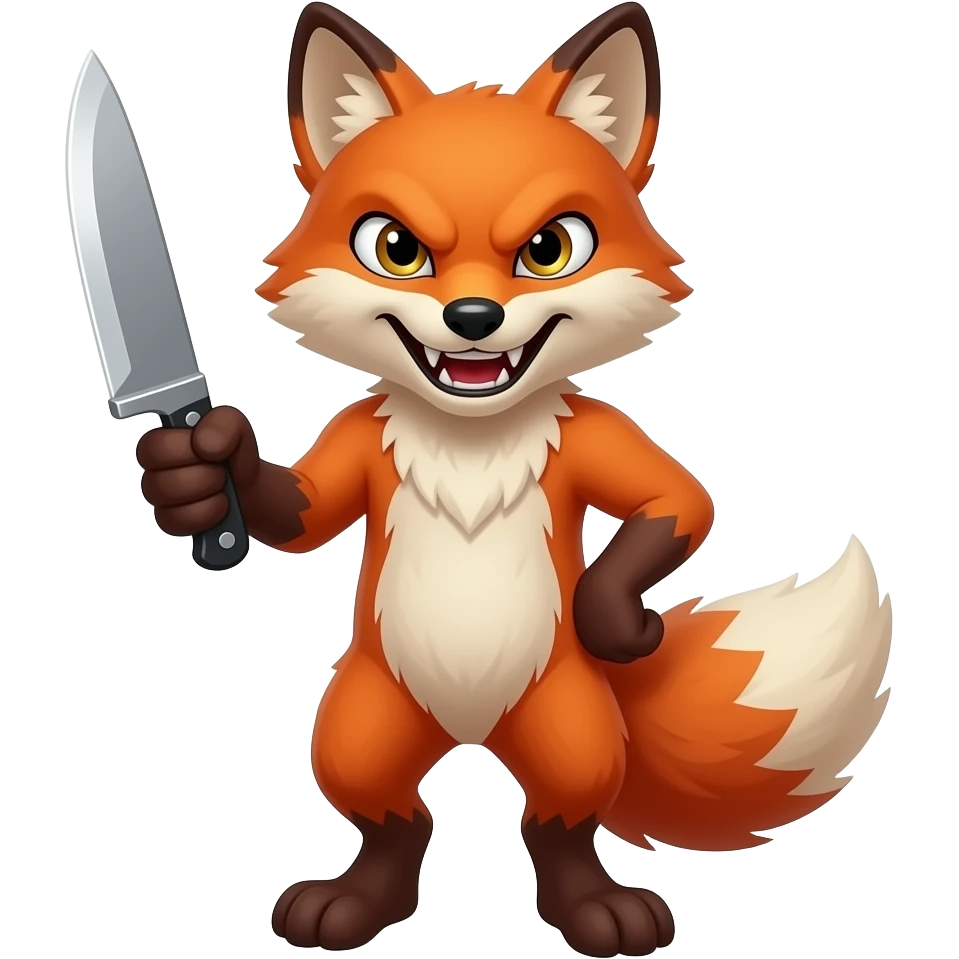Scary Fox with knife emoji