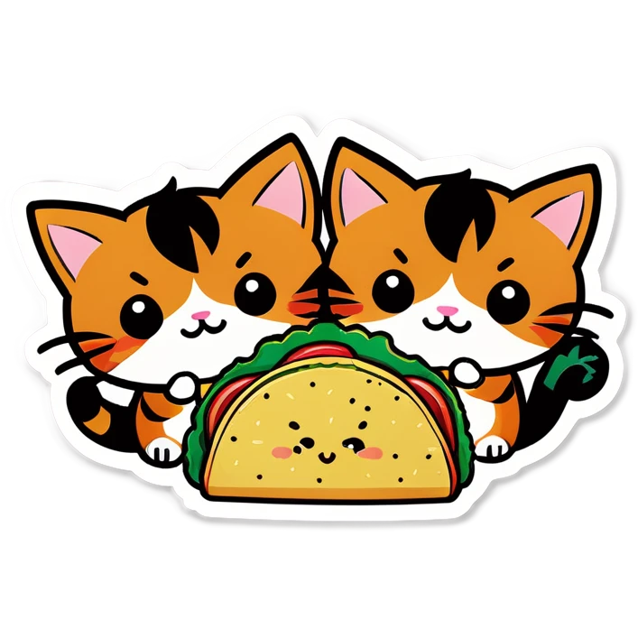 Kawaii Marijuana leaf and kittens eating tacos kawaii style  emoji