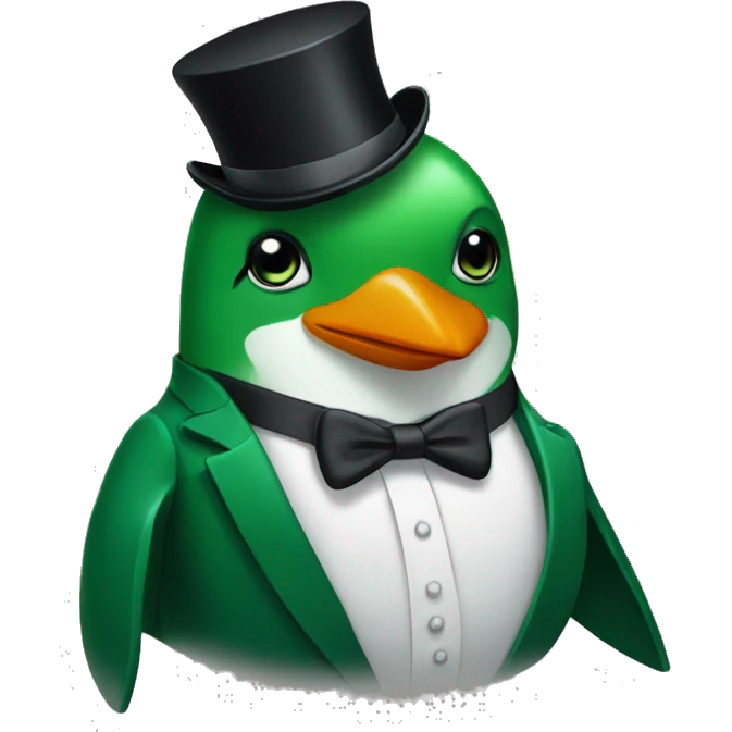 green penguin in a tux emoji