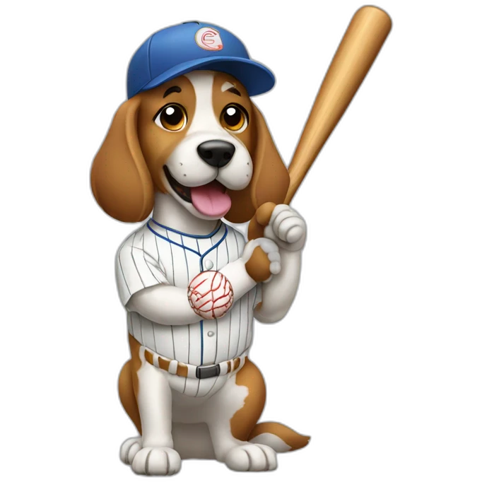 dog playing baseball emoji