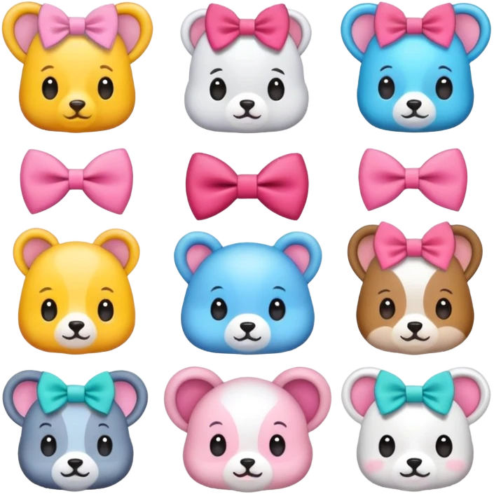 Cute animals with bows on them emoji