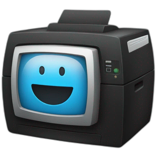 un noir avec une imprimante emoji