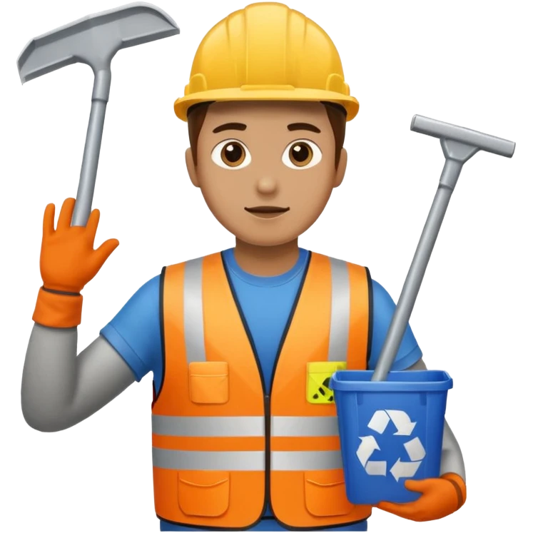 Waste Management, safety vest, trash picker emoji