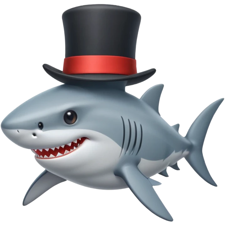 Shark with a top hat emoji
