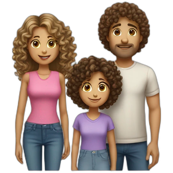 family-dark-straight-hair-mom-curly-brown-hair-dad-big-brother-curly-hair-little-sister-curly-blonde-hair emoji