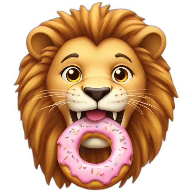 Lion eating donut emoji