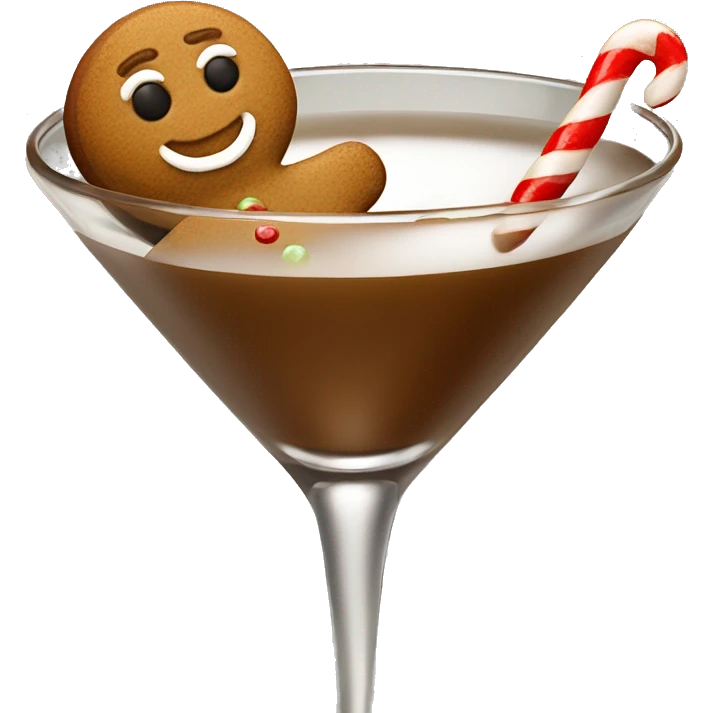 Tiny Gingerbread man in a gingerbread martini emoji