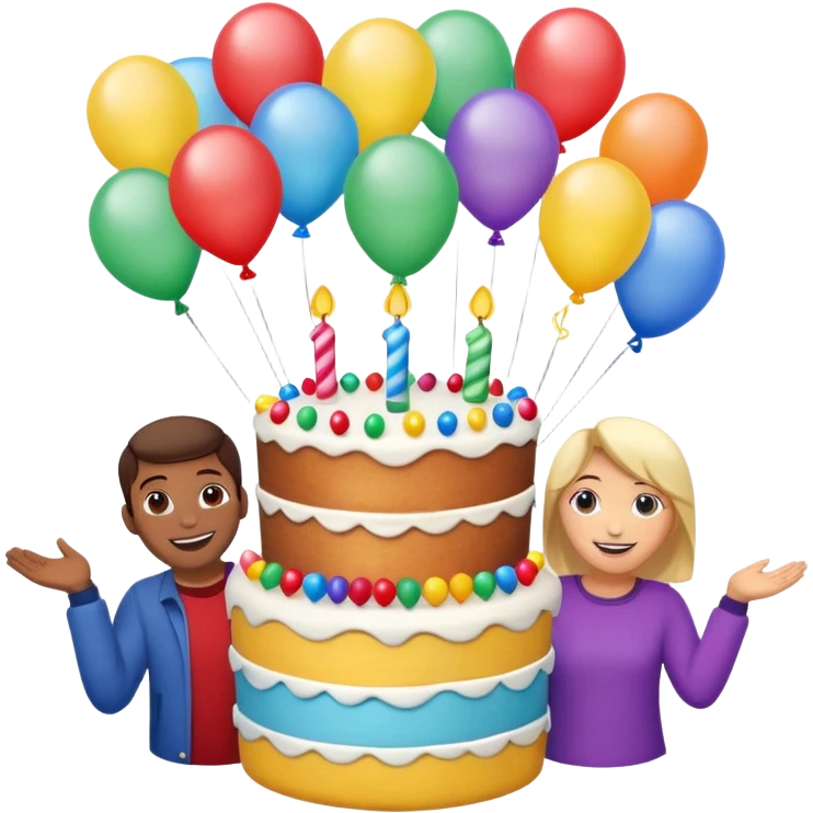 Birthday cake balloons freinds and family emoji