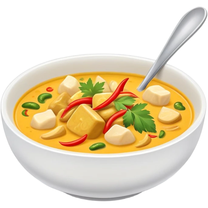 a bowl of thai yellow curry, ultra realistic emoji