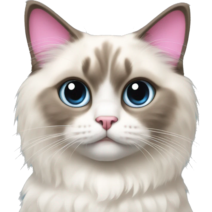 Ragdoll cat with pink bows on ears emoji