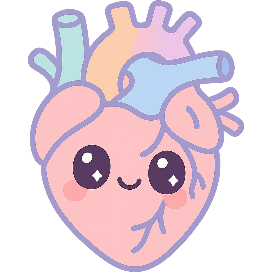 anatomically correct human heart, cute cartoon style emoji