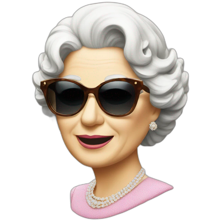 Elisabeth II with sunglasses emoji