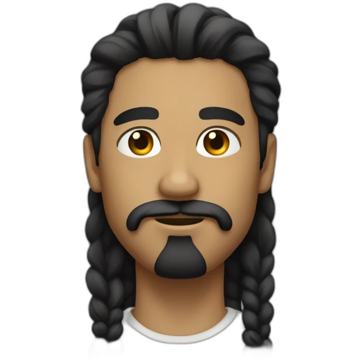 black long hair male with mustache and goatee emoji