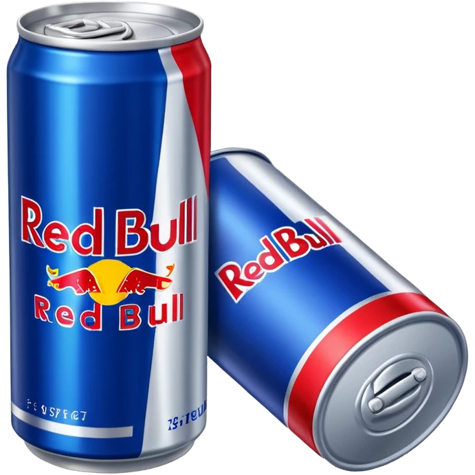 Drink that says redbull and is metal and blue and the letters are red emoji