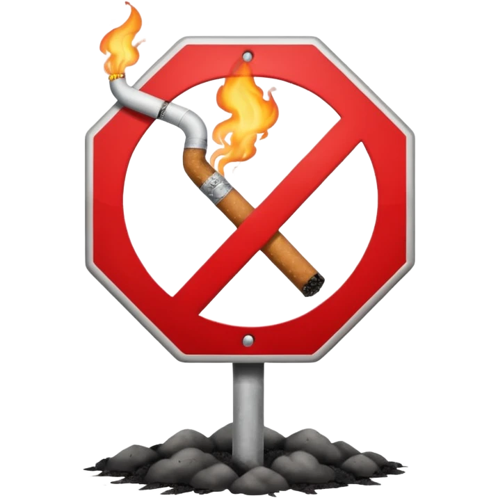 stop sign with cigarette, vape, or weed behind it emoji