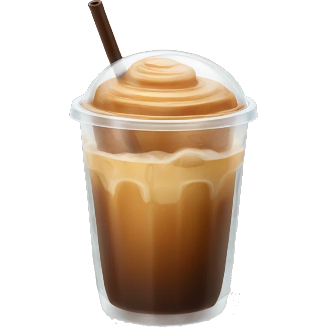Caramel iced coffee in a clear cup  emoji
