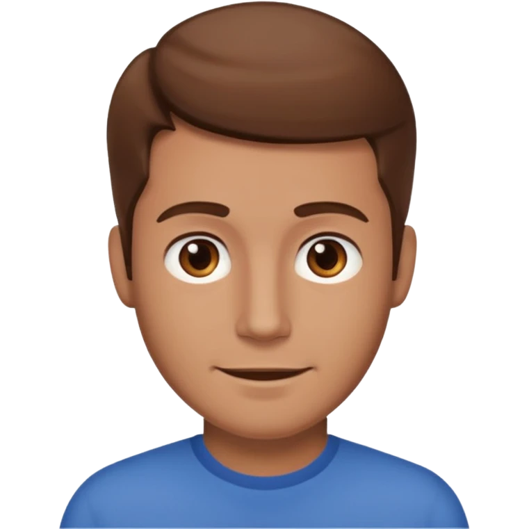 brown-haired man emoji, no beard, no mustache, friendly expression emoji
