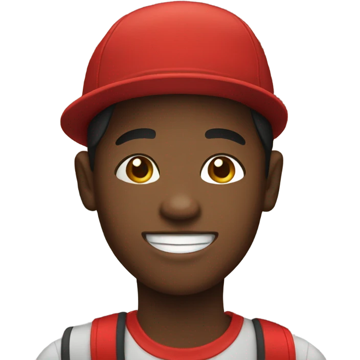 smiling black boy in red hat emoji