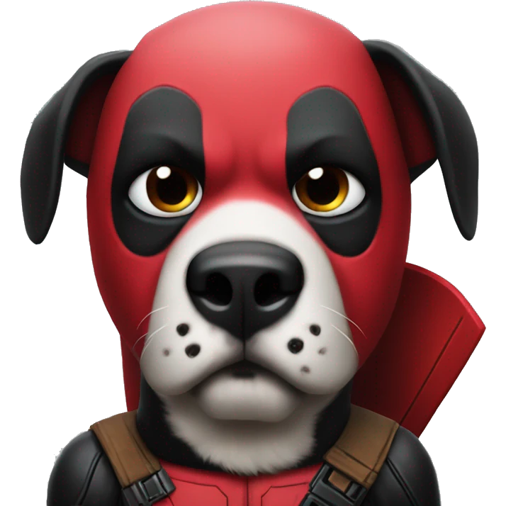 one Deadpool  dog Face with a Deadpool mask emoji