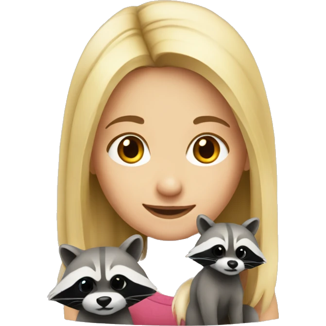 blonde girl with racoon emoji