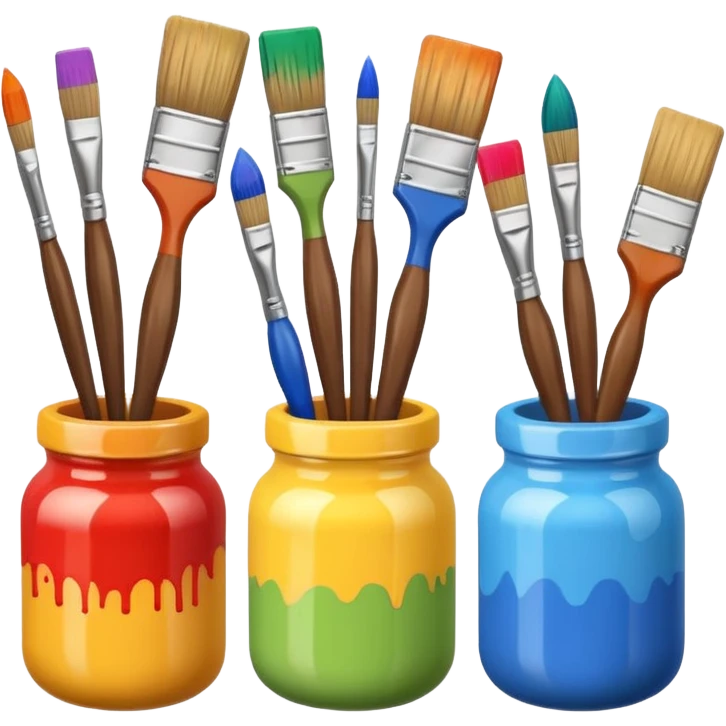 paint jars with a brush next to them emoji