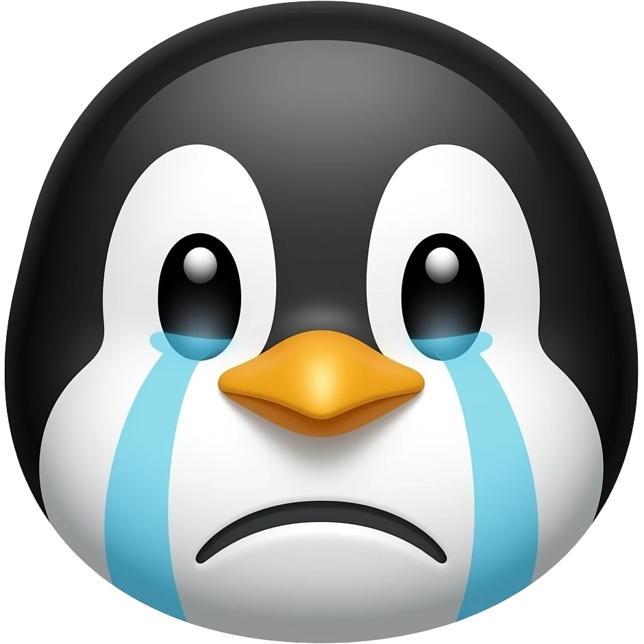 penguin face sad cry emoji