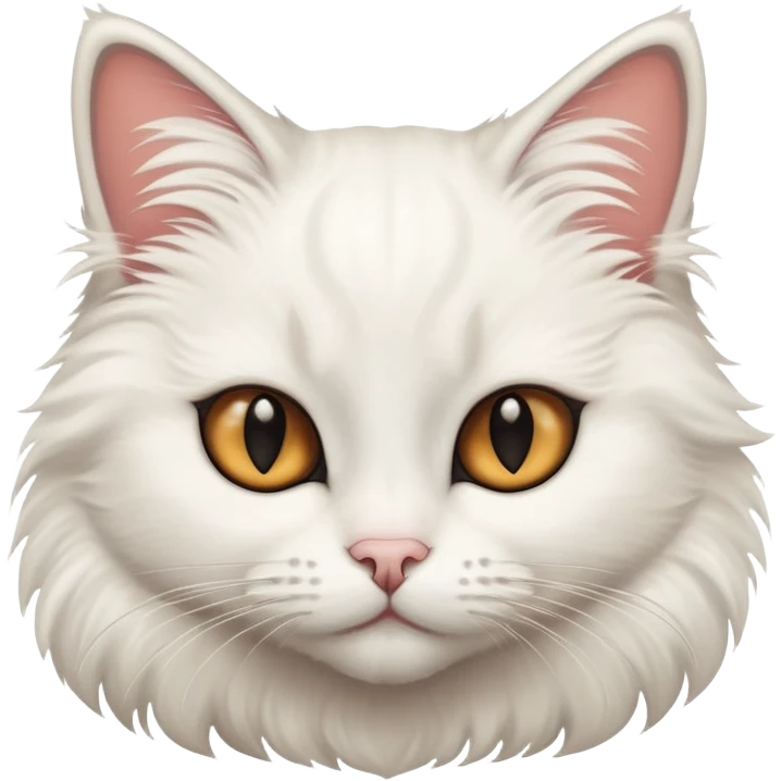 Fuzzy fluffy white cat and fluffy big black tail, female cat emoji