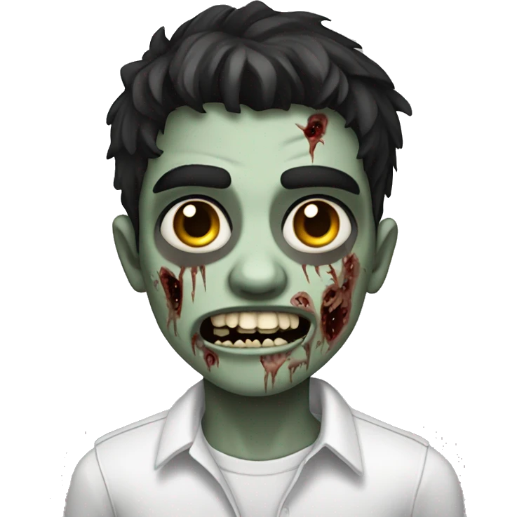 teen boy zombie with dark hair and white shirt emoji