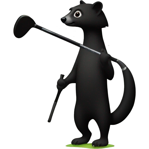 coati silhouette with golf club emoji