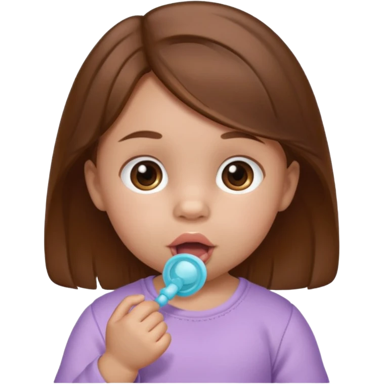 create a baby girl emoji from the 60. with brown hair and with pacifier emoji