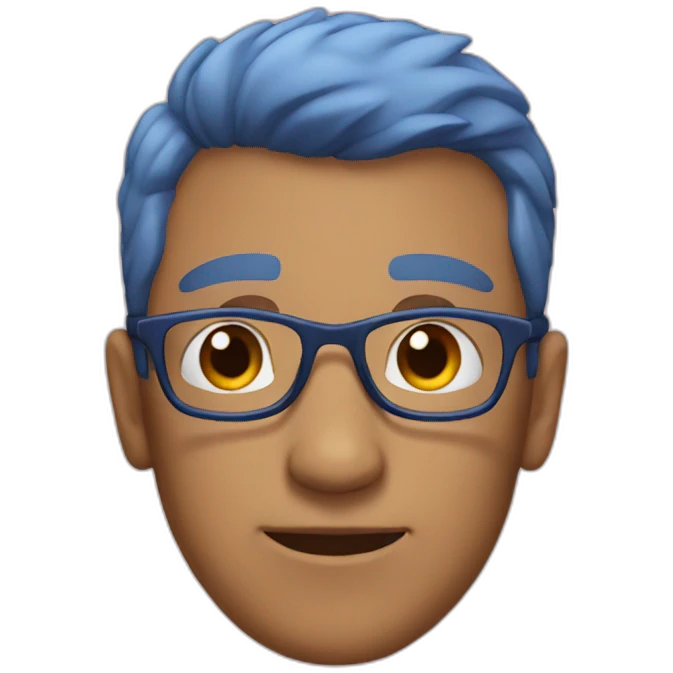 Dad with short blue hair and glasses emoji