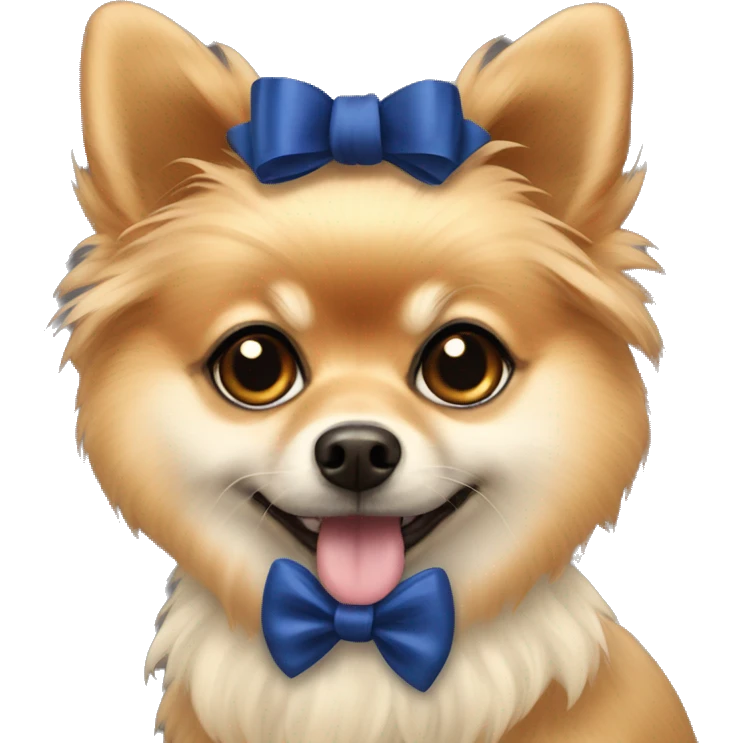pomerian with a dark blue bow on the head emoji
