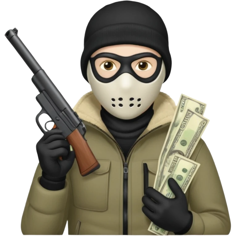 can u do a white guy in a ski mask holding a gun and money emoji
