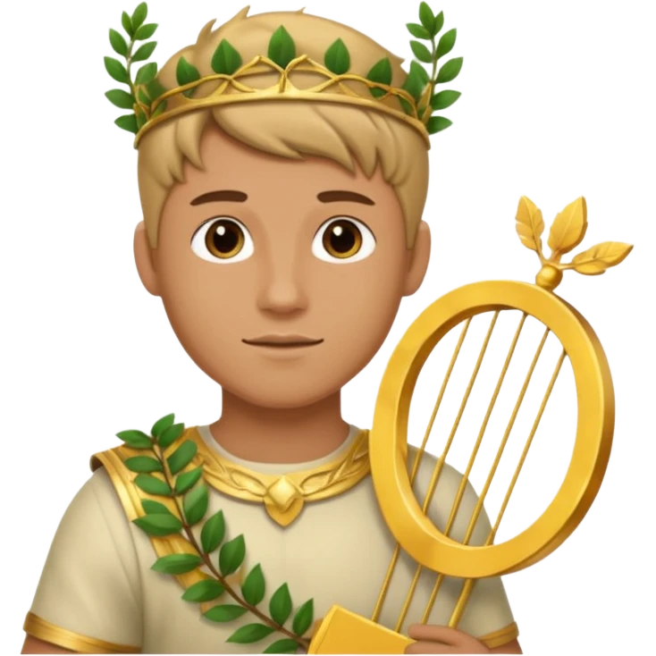 An emoji of the Greek god Apollo. He is a youthful man with a laurel wreath on his head, holding a golden lyre. emoji
