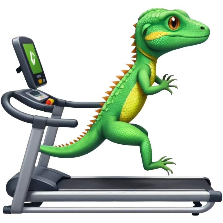 Cute lizard running on the treadmill  emoji