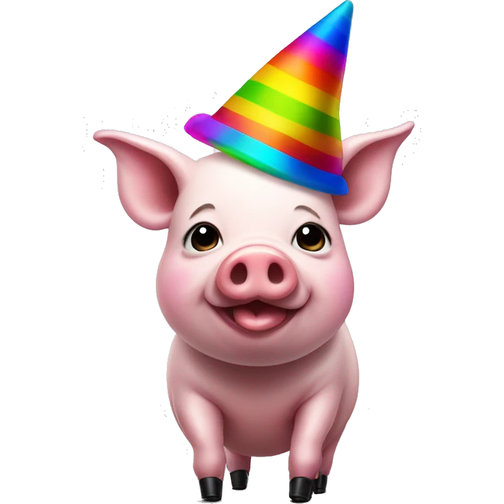 Pig with rainbow hat wearing high heels that are black  emoji