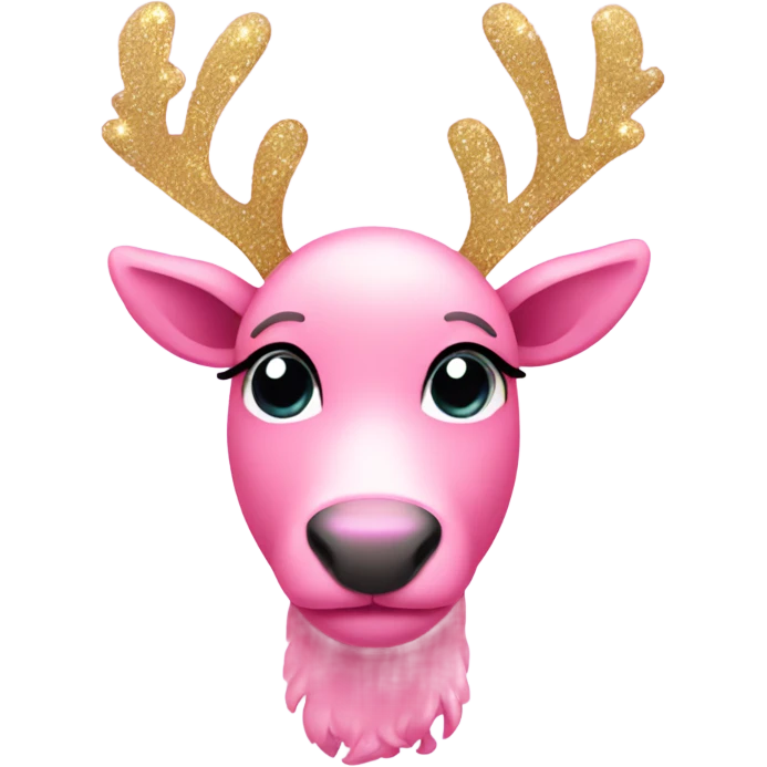 pink reindeer with pink bows and sparkles  emoji