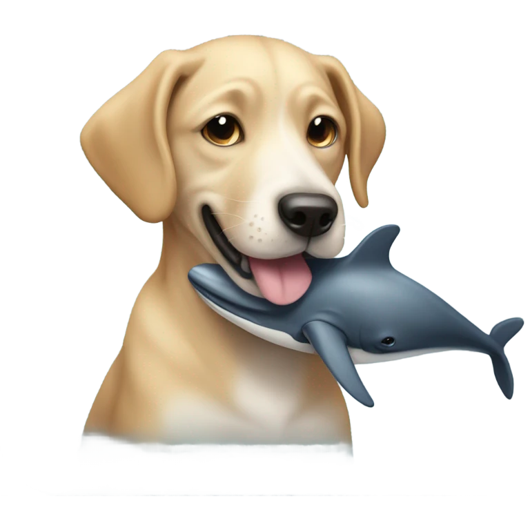 Dog holding whale emoji