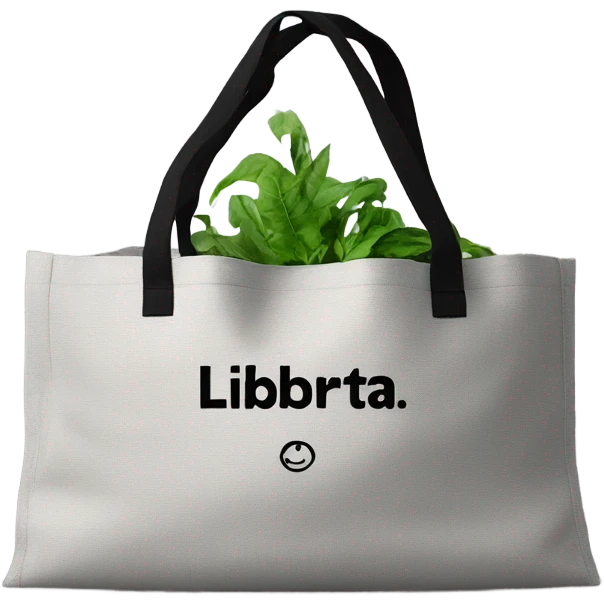 ecological bag of gray color with black inscription liberta emoji