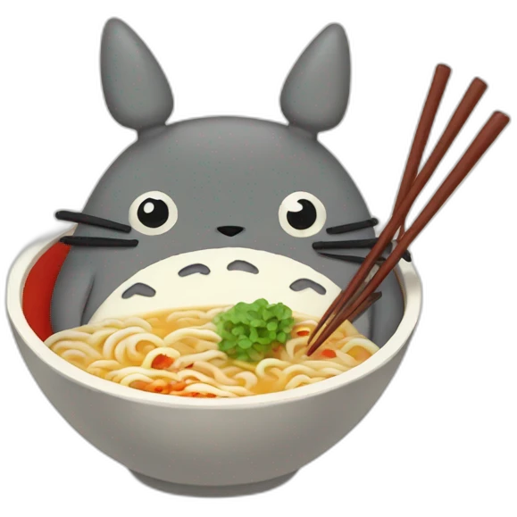 totoro eating ramen emoji