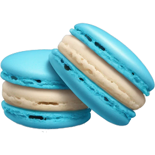 Blue Realistic isolated heart shaped macaron cookie laying down flat emoji