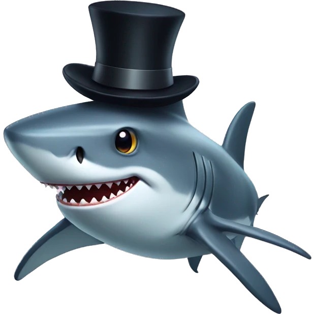Shark with a top hat emoji