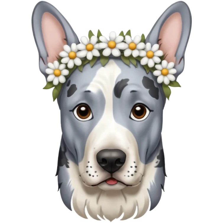 blue Merle Great Dane with a flower crown  emoji