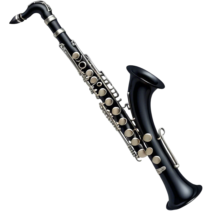 Cinematic Realistic Clarinet, deep black body with gleaming silver keys, rich warm lighting catching every intricate detail, slightly worn mouthpiece adding authenticity, glowing with a timeless and sophisticated presence. emoji