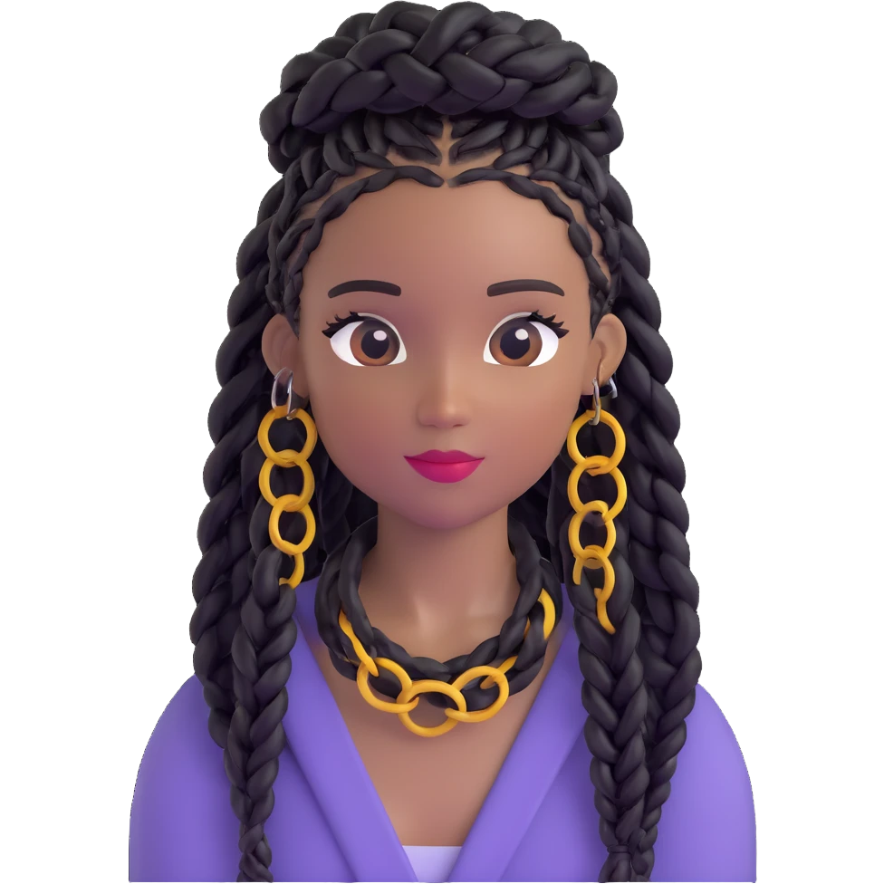 black box braids with decorative rings emoji