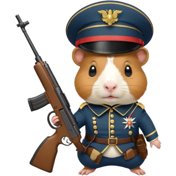 cute guinea pig dressed as a soldier, holding a small rifle emoji