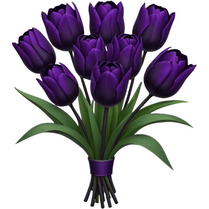 black tulips bouquet emoji