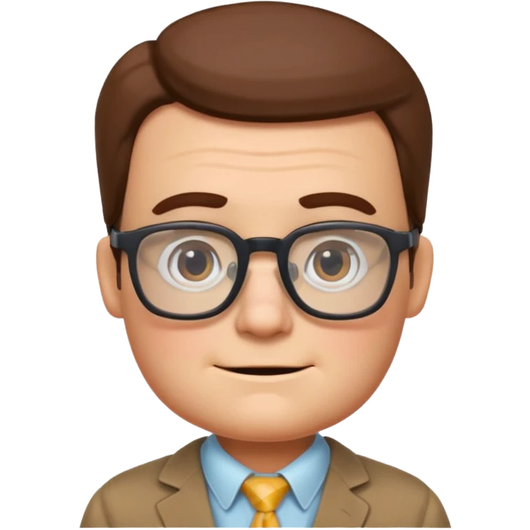 character with square glasses and square facial features, inspired by Carl Fredricksen from Up emoji