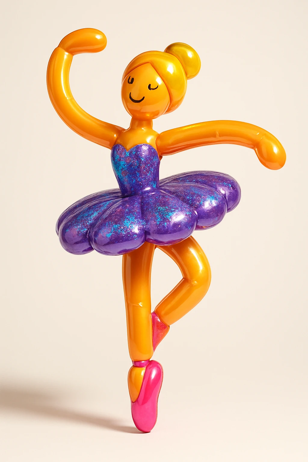 ballerina Capucina, en pointe, sparkling costume, soft background, elegant and joyful emoji