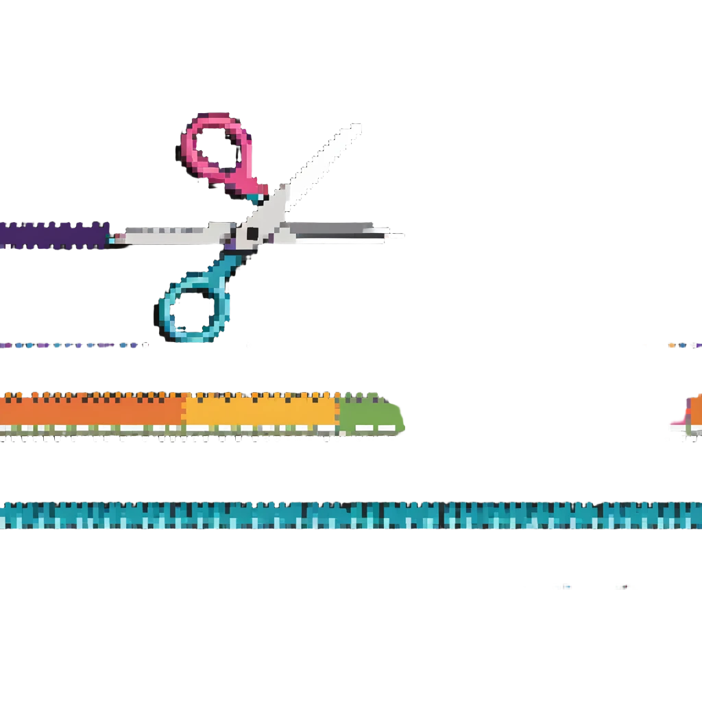 scissors cutting colorful fabric with dotted lines emoji